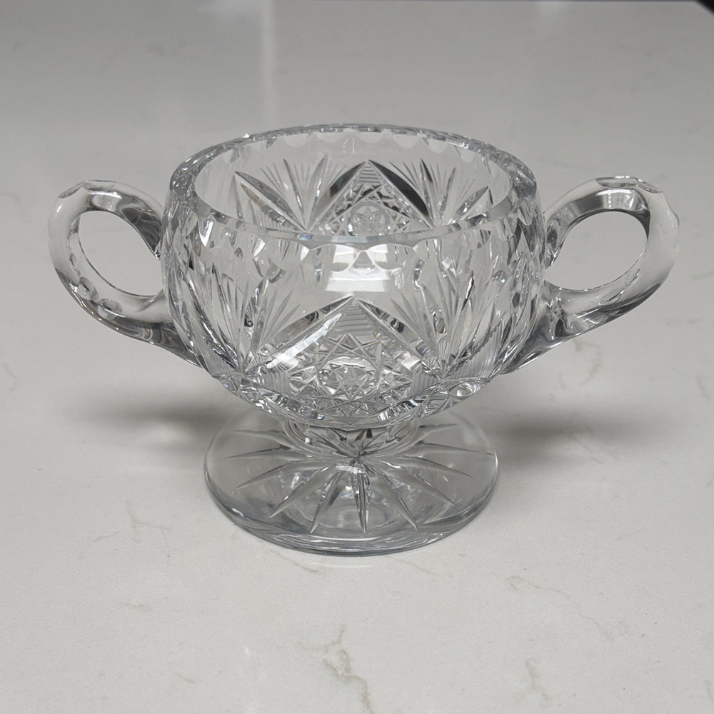 Vintage Bohemian Czech Star Crystal Sugar Bowl